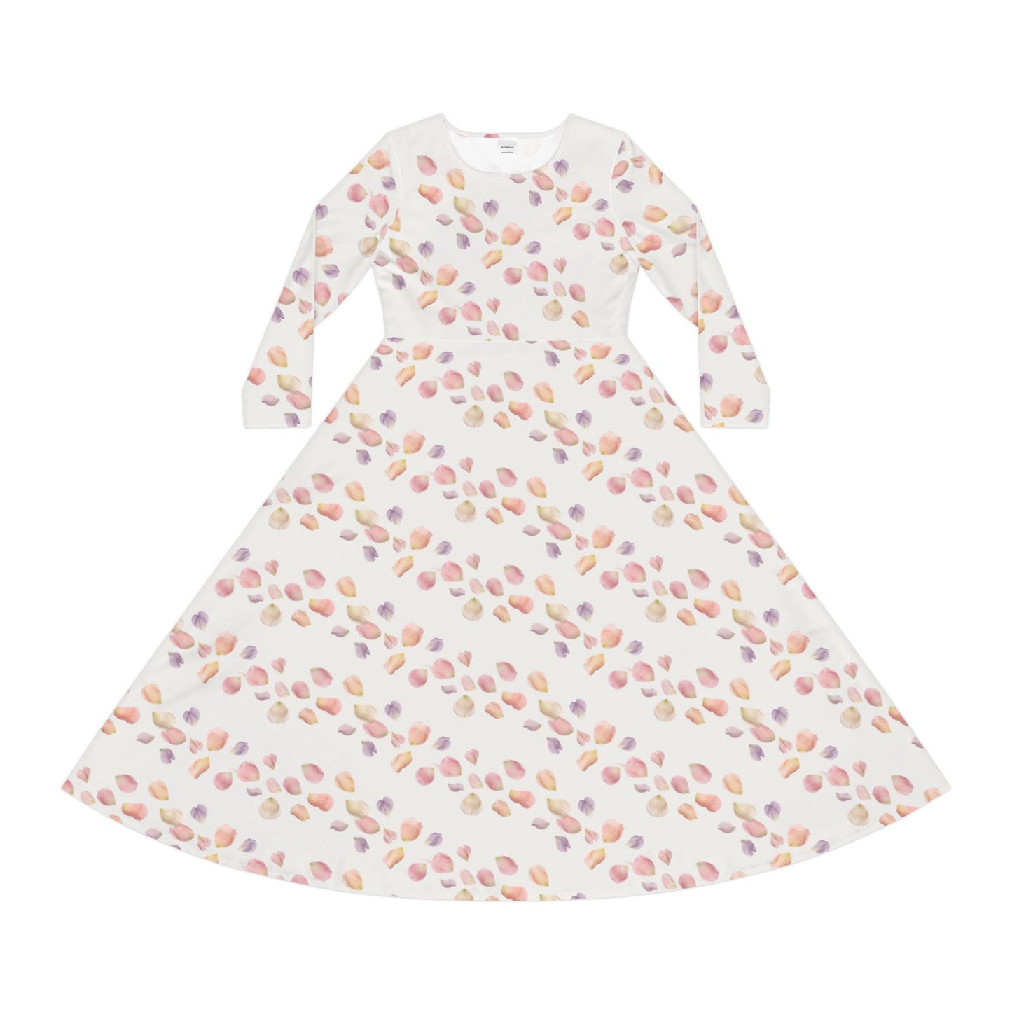 Floral Petal Long Sleeve Dance Dress – Pastel All-Over Print