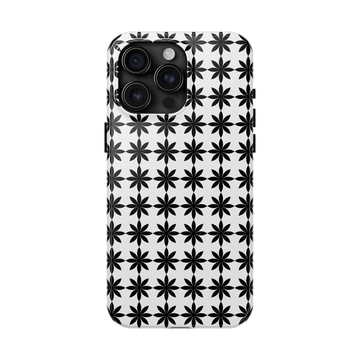 Tough Phone Case — Black & White Geometric Star Pattern