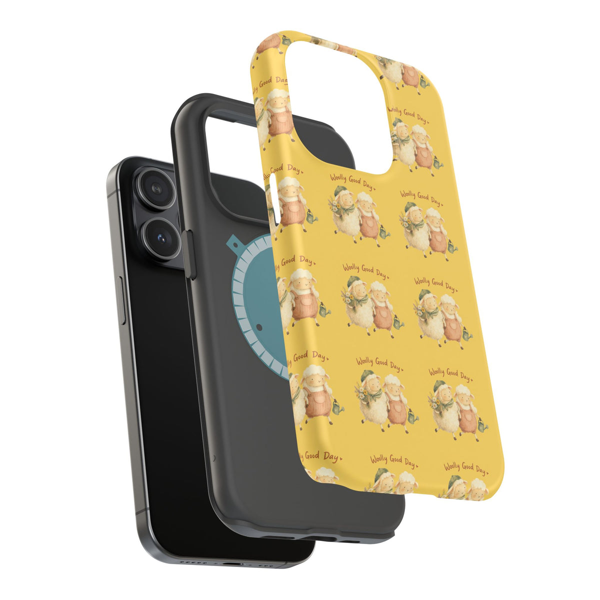 "Woolly Good Day" Phone Case — Yellow Sheep Pattern Magnetic Impact-Resistant Cover