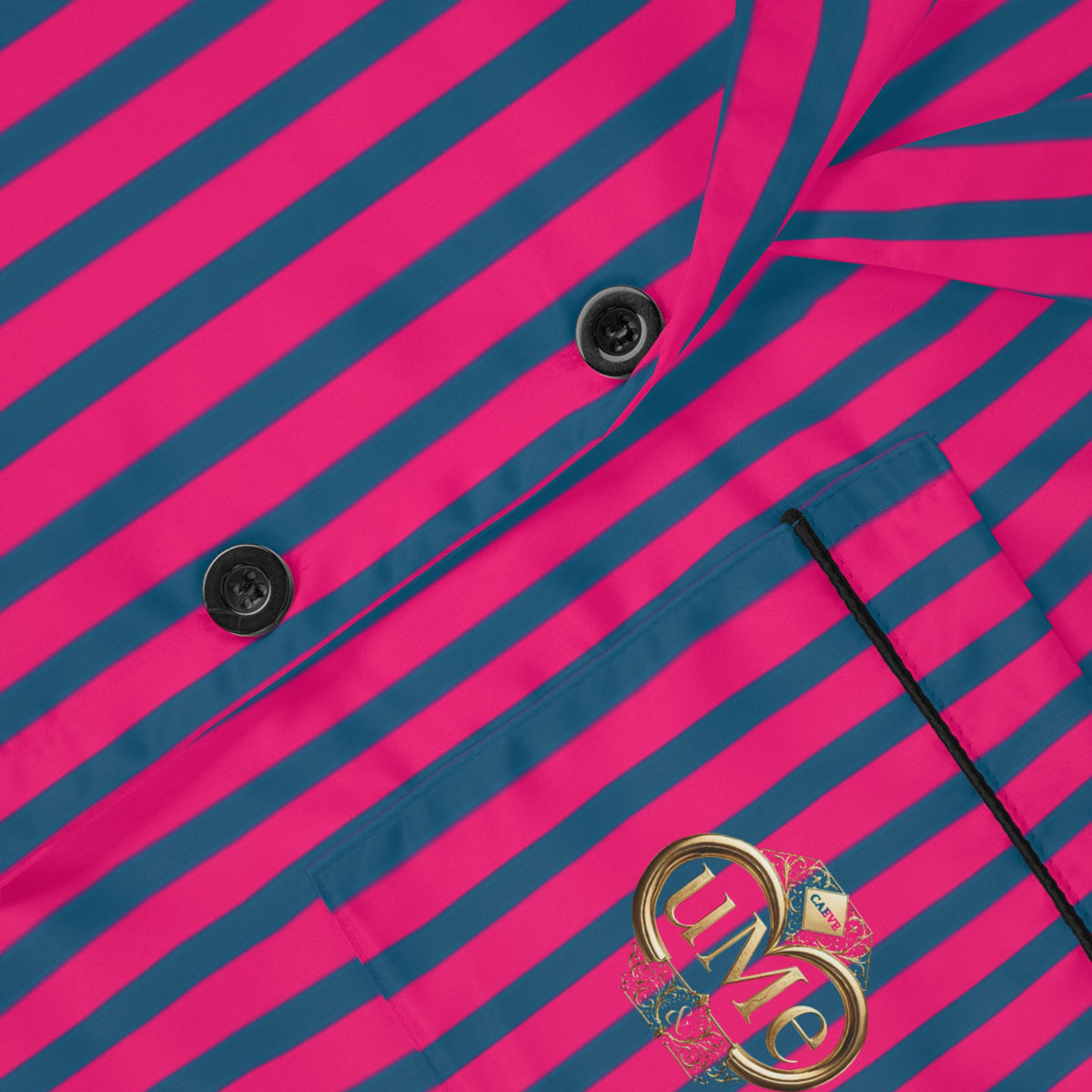 UME Striped Satin Women's Pajama Set — Hot Pink All-Over Print
