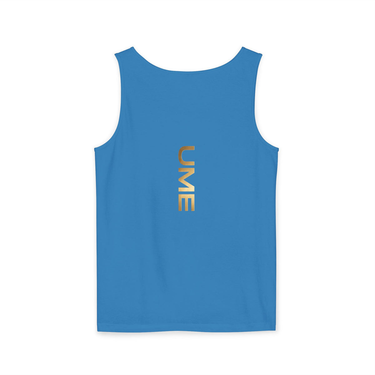 UME Gold Vertical Logo Tank Top – Garment-Dyed Unisex Muscle Tee