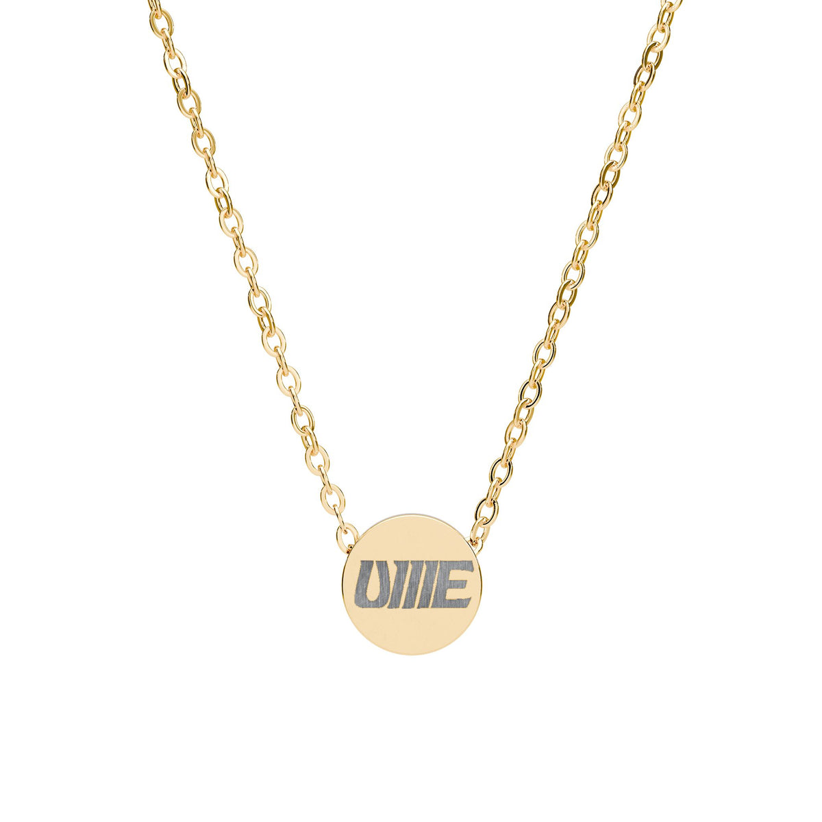 UME Mini Engraved Circle Necklace — Gold PVD & Stainless Steel Pendant