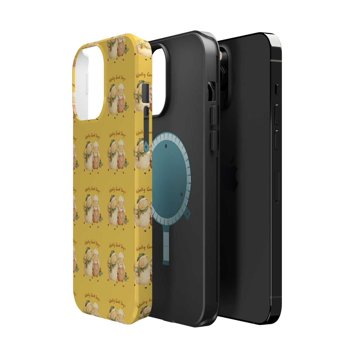 "Woolly Good Day" Phone Case — Yellow Sheep Pattern Magnetic Impact-Resistant Cover