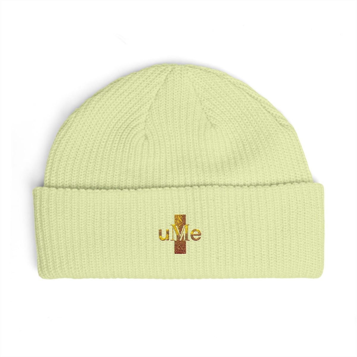 Ribbed Cuff Beanie — Multi-Color Gold Embroidered Hat