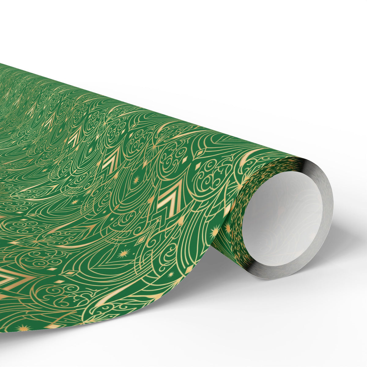 Festive Green & Gold Wrapping Paper Roll — Elegant Holiday Gift Wrap