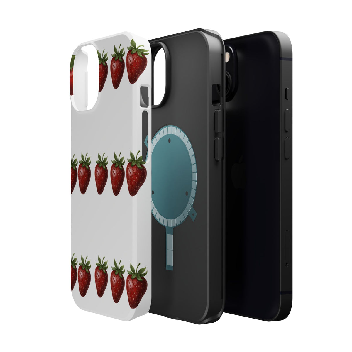 Strawberry Row Phone Case — White MagSafe Magnetic Impact-Resistant Cover