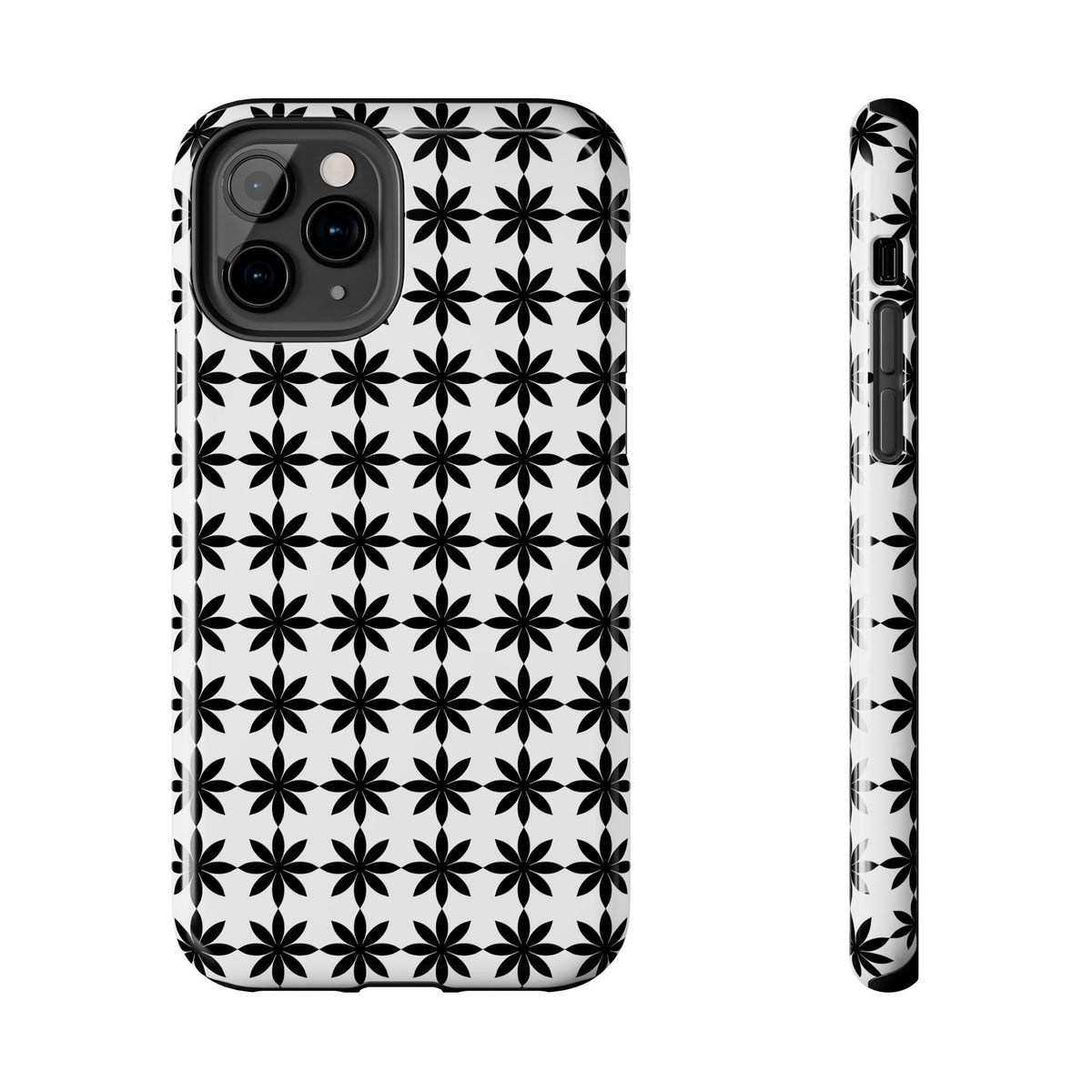 Tough Phone Case — Black & White Geometric Star Pattern