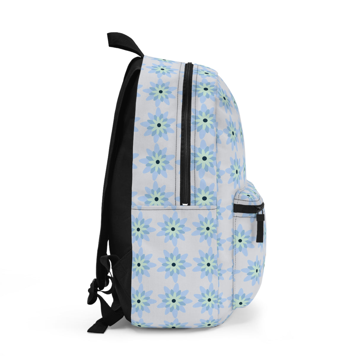 Pastel Blue Floral Backpack – Lightweight School & Travel Bag
