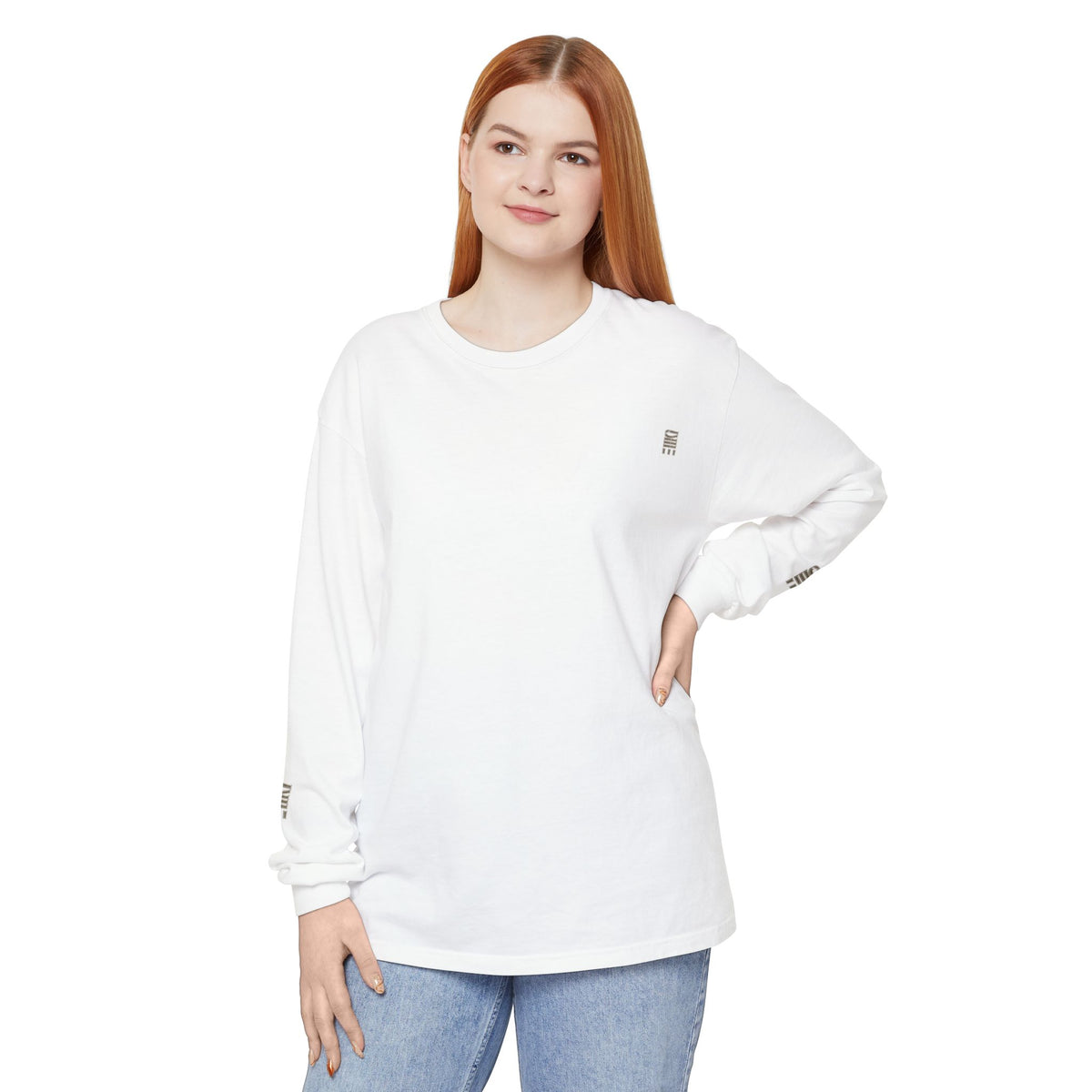 Garment-Dyed Long-Sleeve T-Shirt — Multi-Color Minimal Graphic