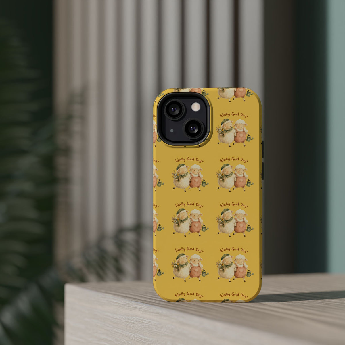 "Woolly Good Day" Phone Case — Yellow Sheep Pattern Magnetic Impact-Resistant Cover