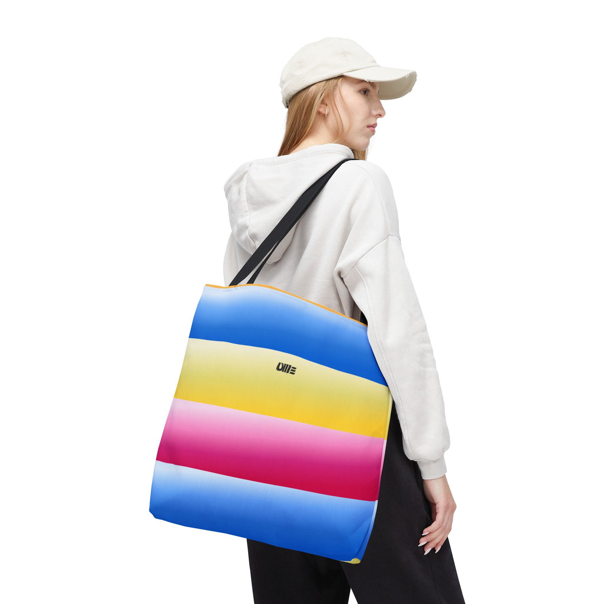 Colorful Pride Stripes Tote Bag – Pastel Blue, Yellow & Pink AOP