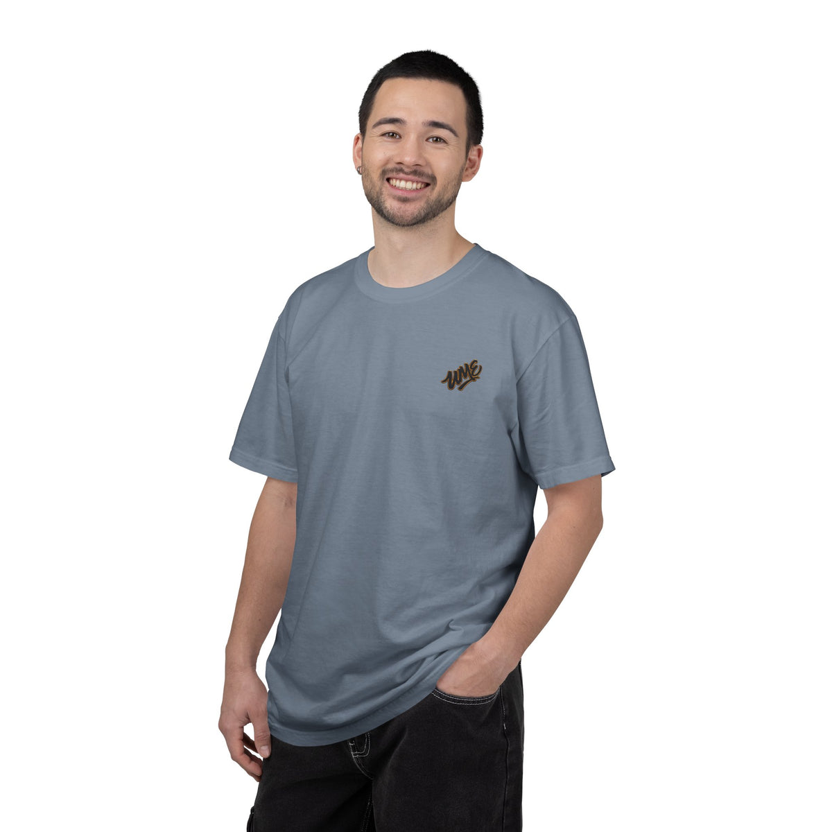 Garment-Dyed Heavyweight Tee — UME Black Logo Front & Back