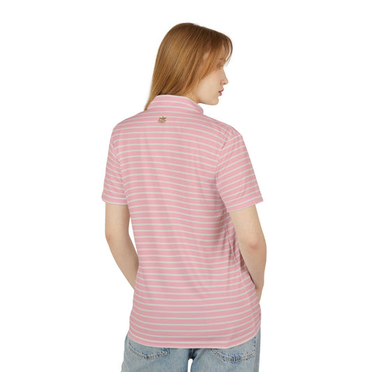 Striped Casual Polo Shirt — Unisex Blush Horizontal Stripe Knit