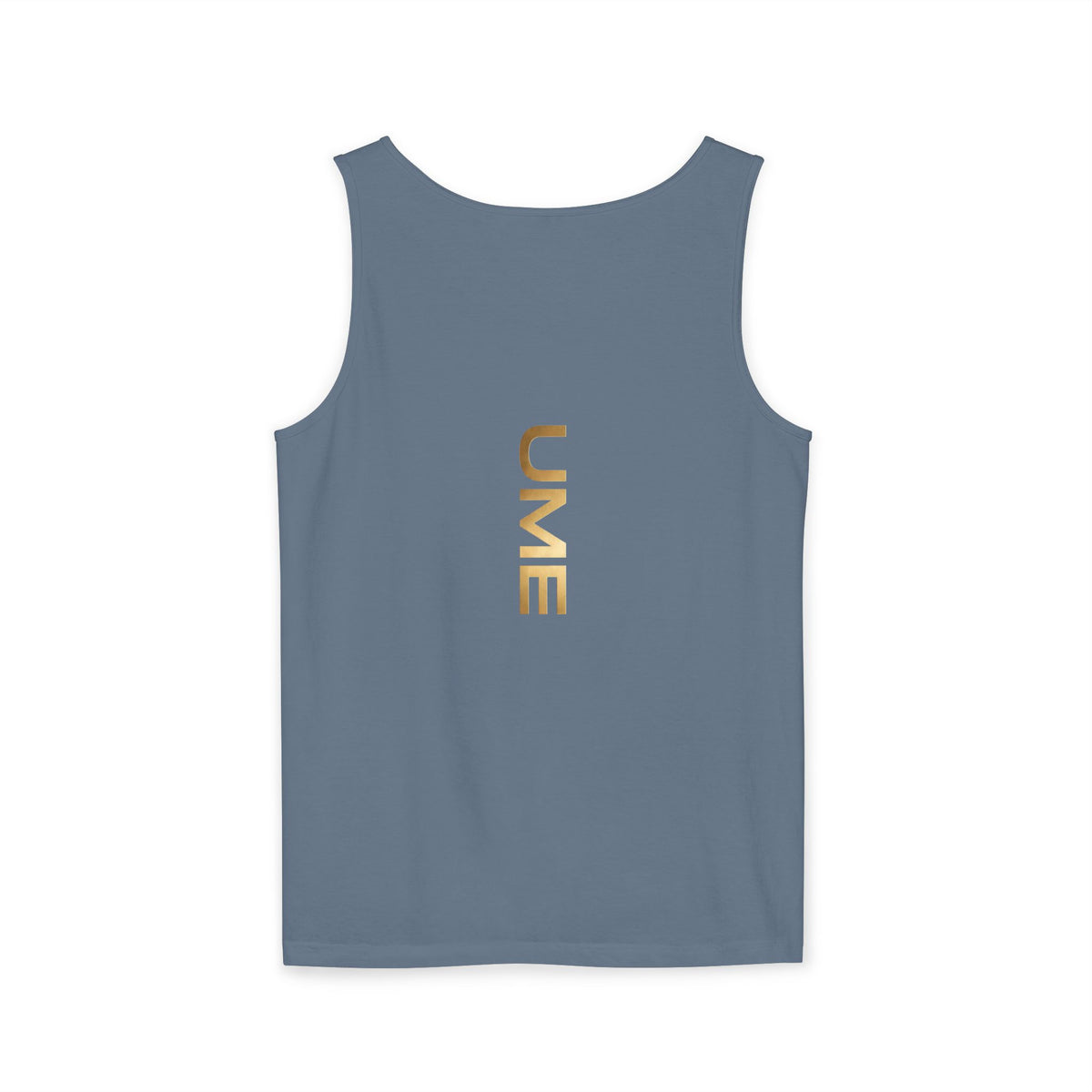 UME Gold Vertical Logo Tank Top – Garment-Dyed Unisex Muscle Tee