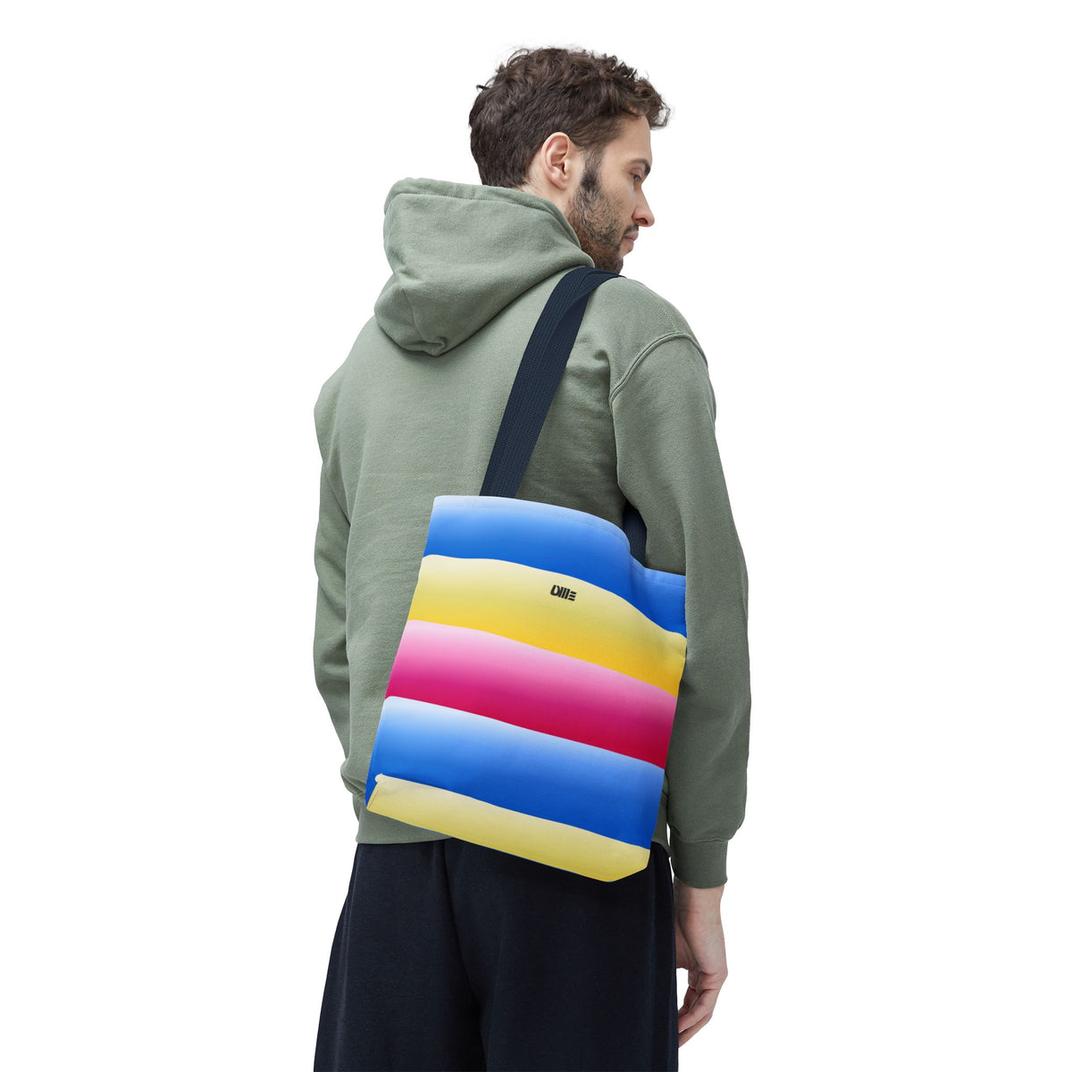 Colorful Pride Stripes Tote Bag – Pastel Blue, Yellow & Pink AOP