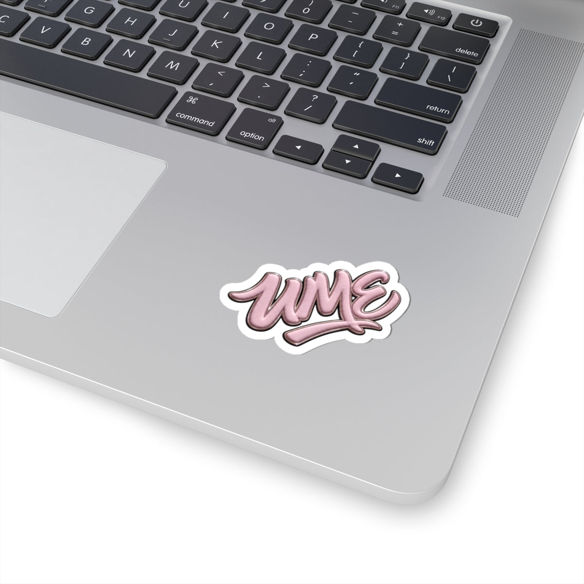 Pink Graffiti "WME" Kiss-Cut Sticker — Blush Bubble Script Vinyl Decal