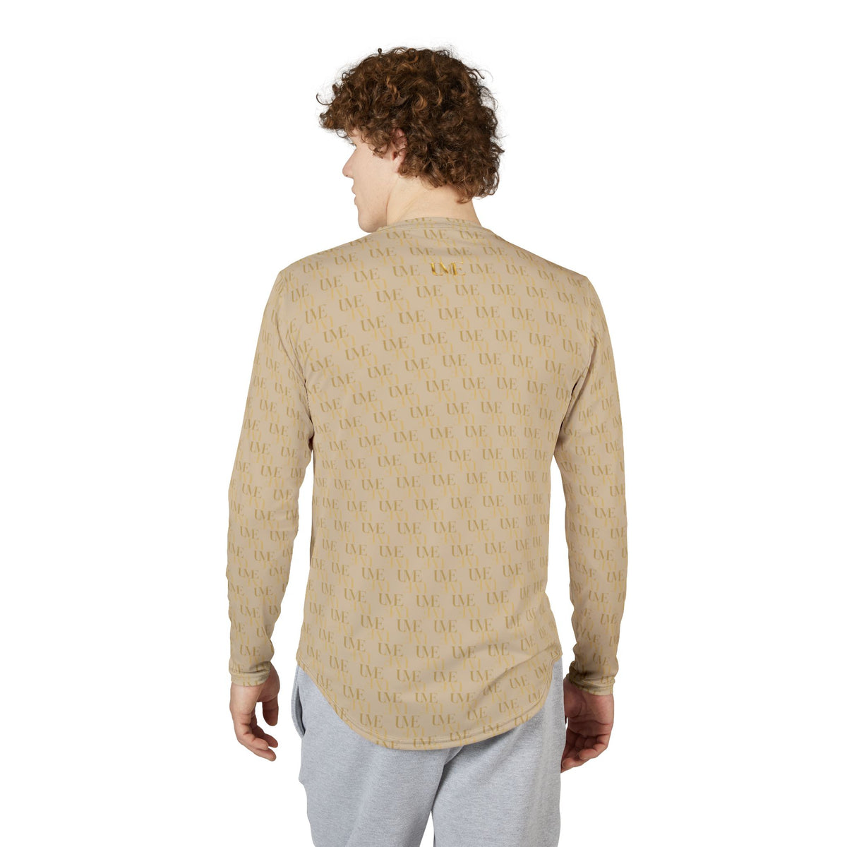 Men’s UV Protection Long Sleeve Shirt — Beige Monogram All-Over Print