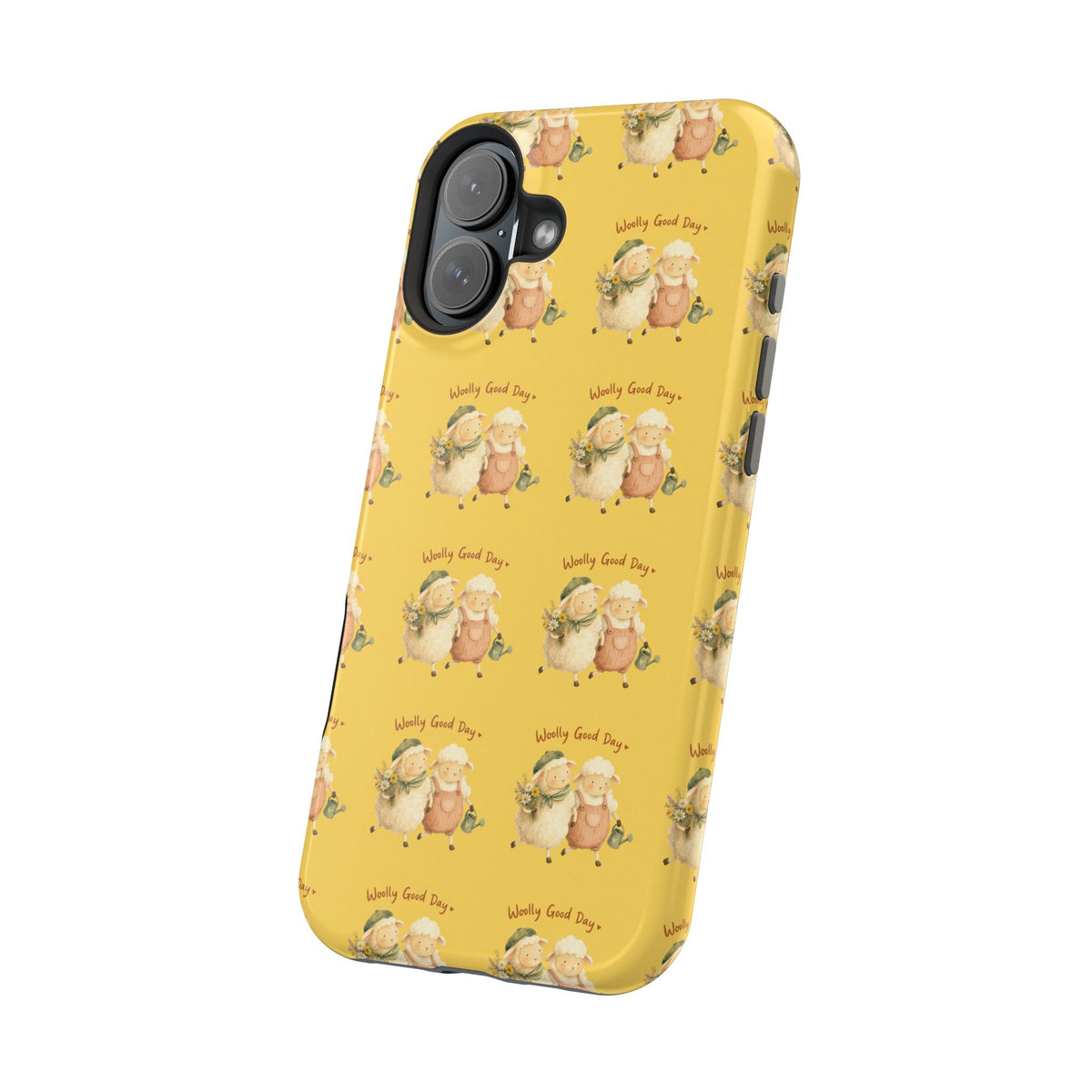 "Woolly Good Day" Phone Case — Yellow Sheep Pattern Magnetic Impact-Resistant Cover