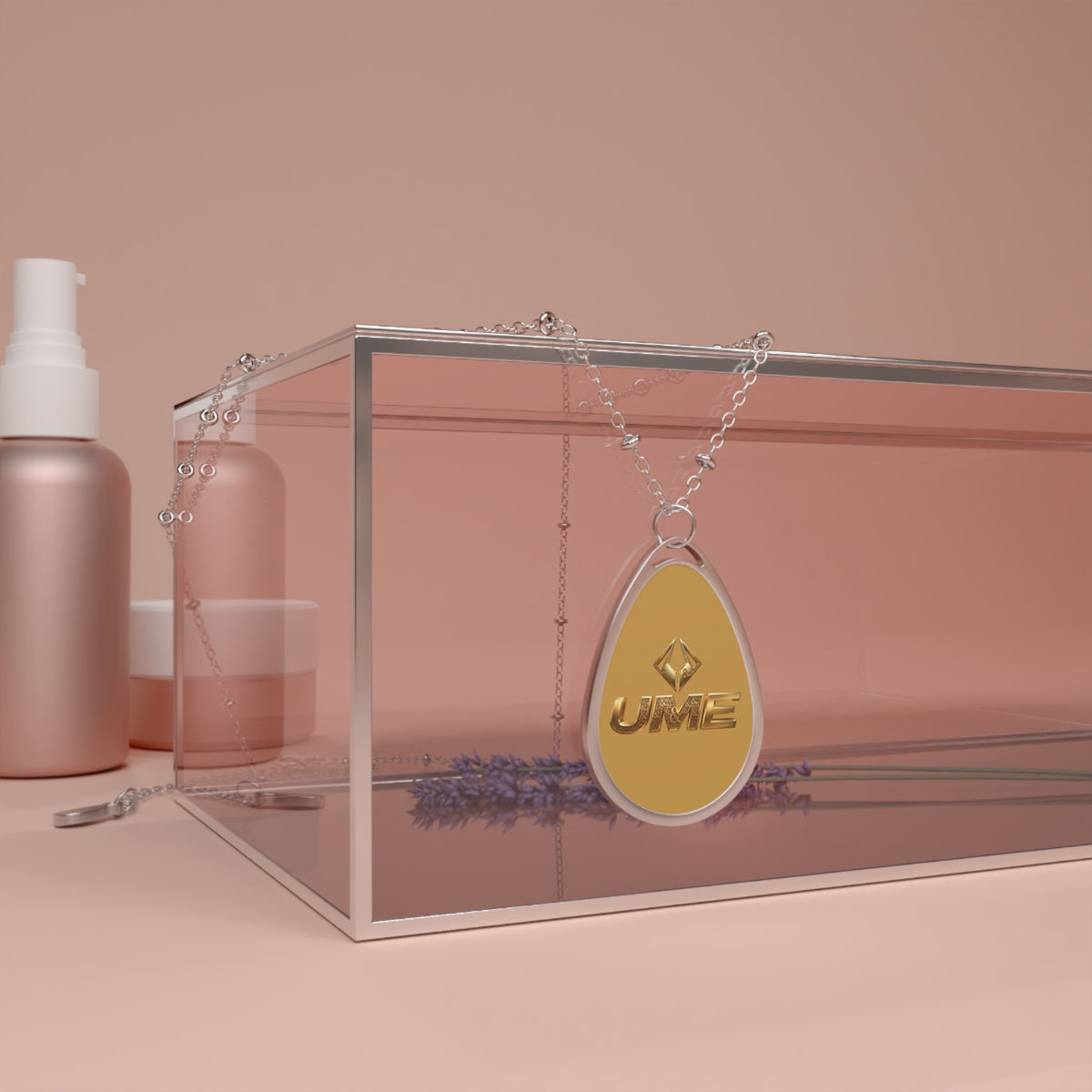 Engraved Oval Pendant Necklace — Custom Gold Inlay Teardrop Locket