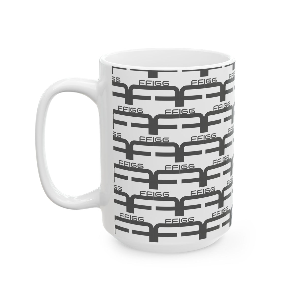FFiGG Geometric Pattern Ceramic Mug — White