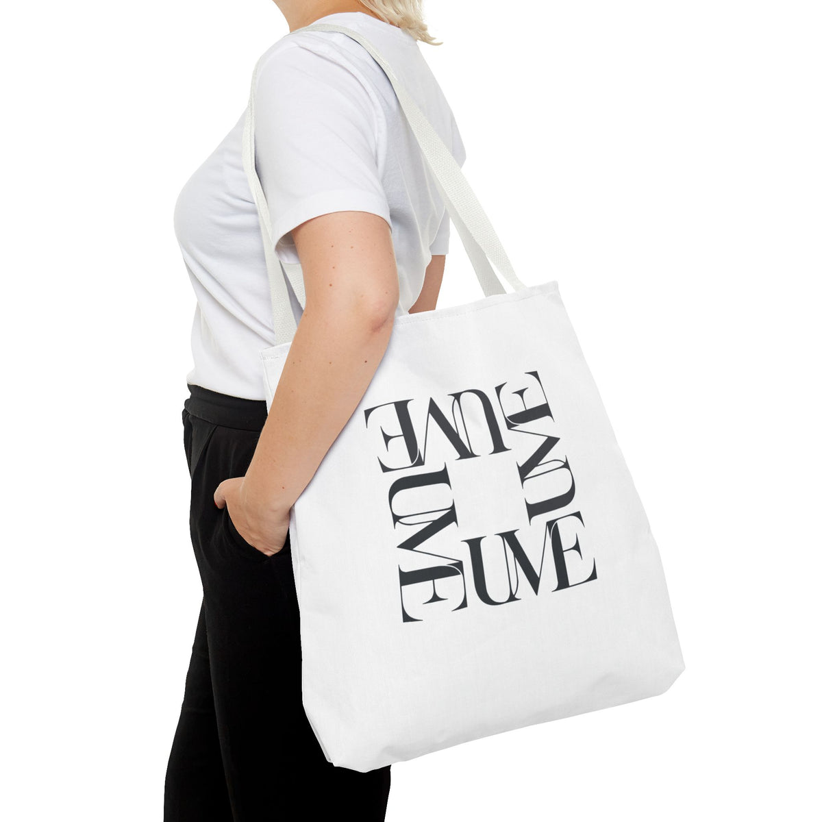 UME Square Typography Tote Bag — White