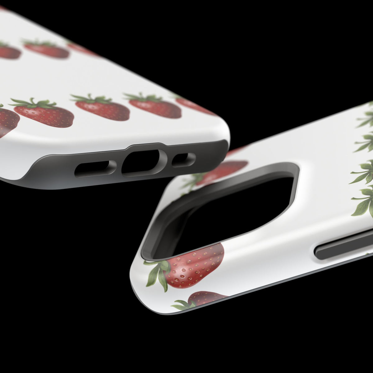 Strawberry Row Phone Case — White MagSafe Magnetic Impact-Resistant Cover