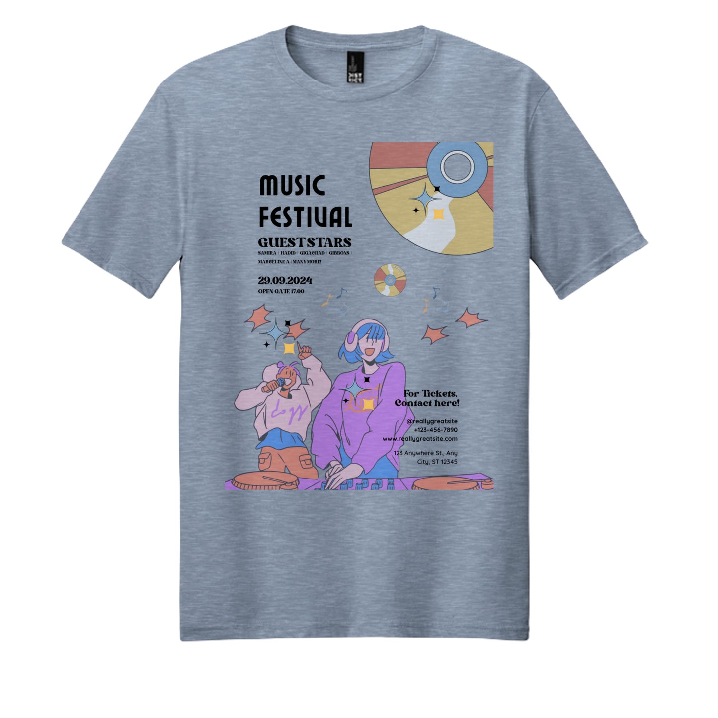 Flint Blue Heather - DM108 - FRONT